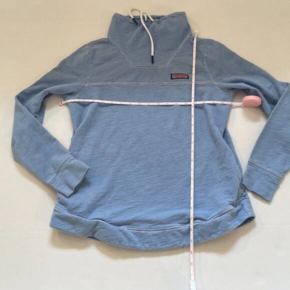 Vineyard Vines Cotton Sunwashed Blue Funnel Neck Relaxed Shep Shirt/Sweatshirt - Picture 10 of 12